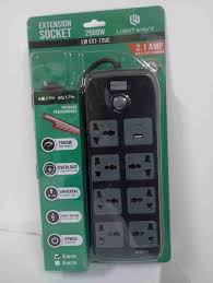 LW EXT 72UC Extension Socket – 7 Way + 1 USB + 1 Type-C Fast Charging (3M)
